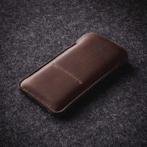 Leather iPhone case sleeve wallet personalized slim card holder gift for him her Crazy Horse iPhone 17 Air Pro Max 16 Pro Plus iPhone 17e 15 Wood Brown
