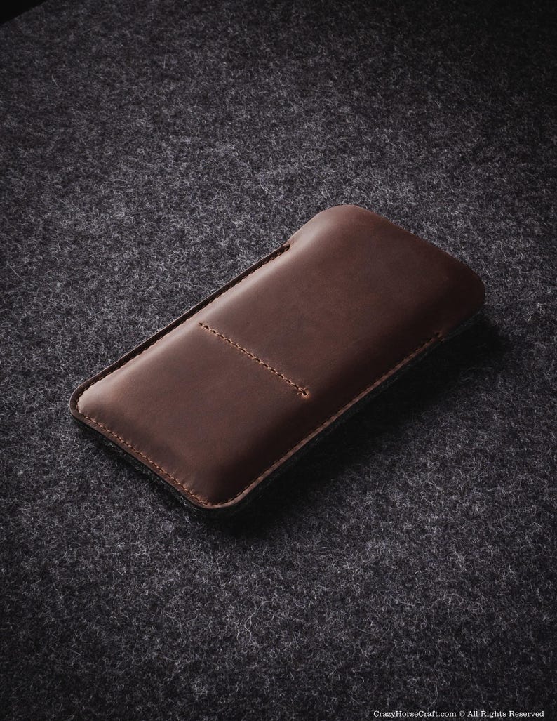 Leather iPhone case sleeve wallet personalized slim card holder gift for him her Crazy Horse iPhone 17 Air Pro Max 16 Pro Plus iPhone 17e 15 Wood Brown