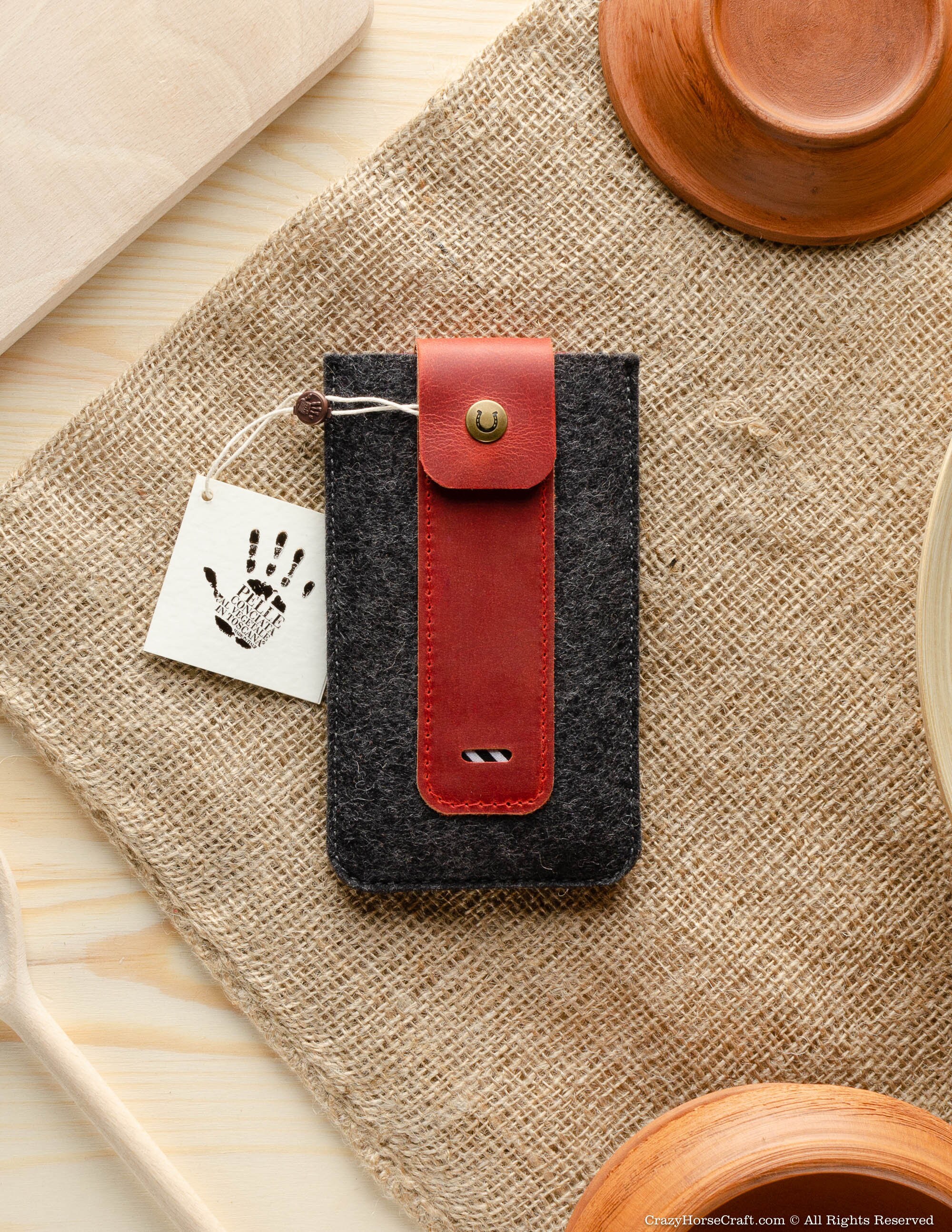 Funda con funda para iPhone 12 Pro 100 % lana fieltro vegetal bronceado rojo - Imagen 8 de 211