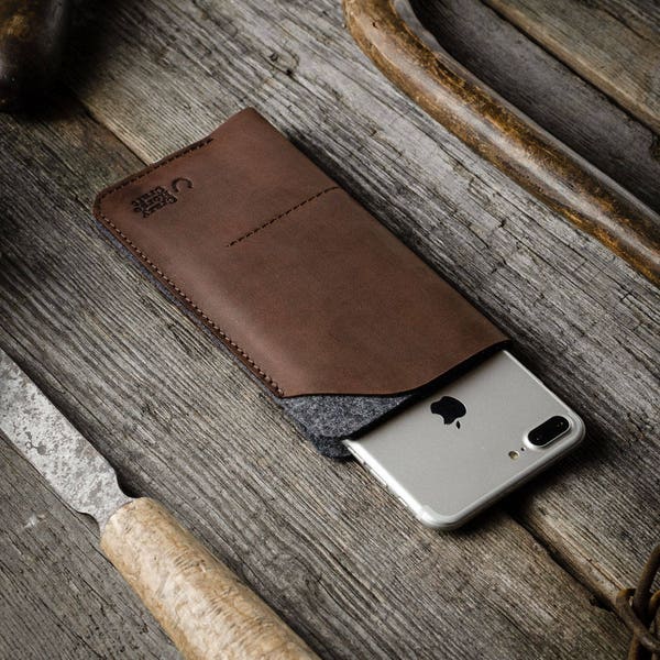 Leather iPhone 7 / 7 plus case, sleeve, wallet cardholder Crazy horse brown leather case, iPhone 8/8 plus case, iPhone X / Xr / Xs / Xs Max