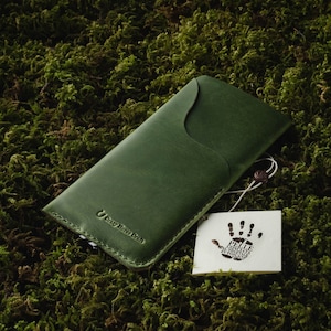 Portefeuille / étui en cuir iPhone 15 Pro Max avec porte-cartes iPhone 15+ manche, couverture iPhone 14 Pro/13 Max en cuir Alpine Green Crazy Horse