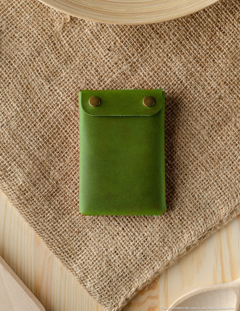 Minimalist wallet for men card holder for women slim men's wallet women's coin purse Alpine Green wallet perfect gift for him her money clip zdjęcie 5