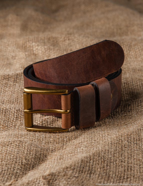 Handmade Italian Leather Belt, Personalized Full Grain Crazy Horse Belt for Men Women, Vegetable Tanned Jeans Belt, Gift for Him Groomsmen