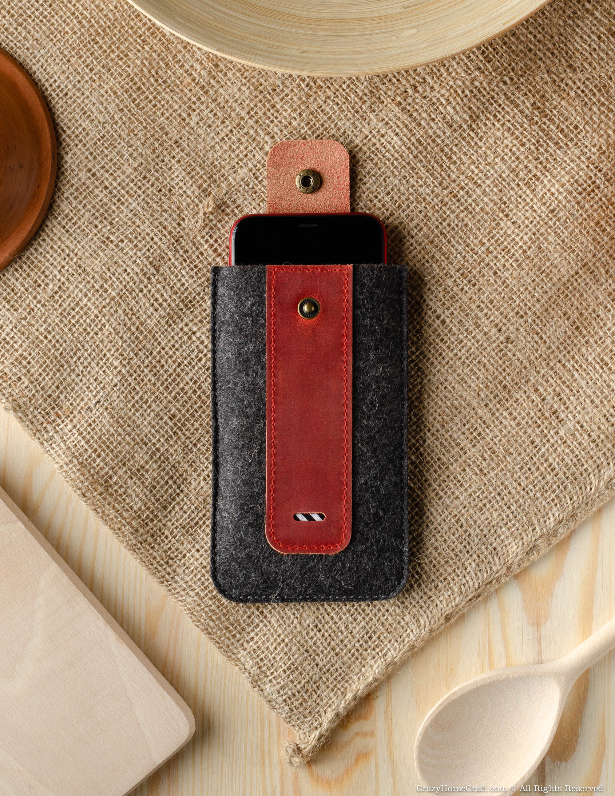 Funda con funda para iPhone 12 Pro 100 % lana fieltro vegetal bronceado rojo - Imagen 5 de 211