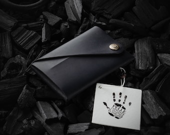 Cartera minimalista para hombre, tarjetero para mujer, cartera fina para hombre, cartera para mujer, monedero, cartera negra de carbono, regalo perfecto para él