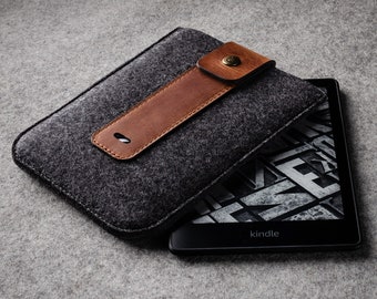 Custodia Kindle, feltro di lana e pelle italiana conciata al vegetale Custodia Kindle Paperwhite 5, copertina eBook, custodia Kindle 11 Borsa Kindle Paperwhite 4