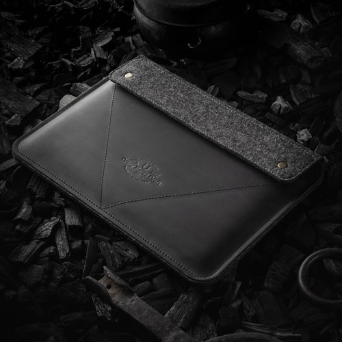 Macbook Pro 16 Sleeve Leather Black Leather Laptop Case Etsy