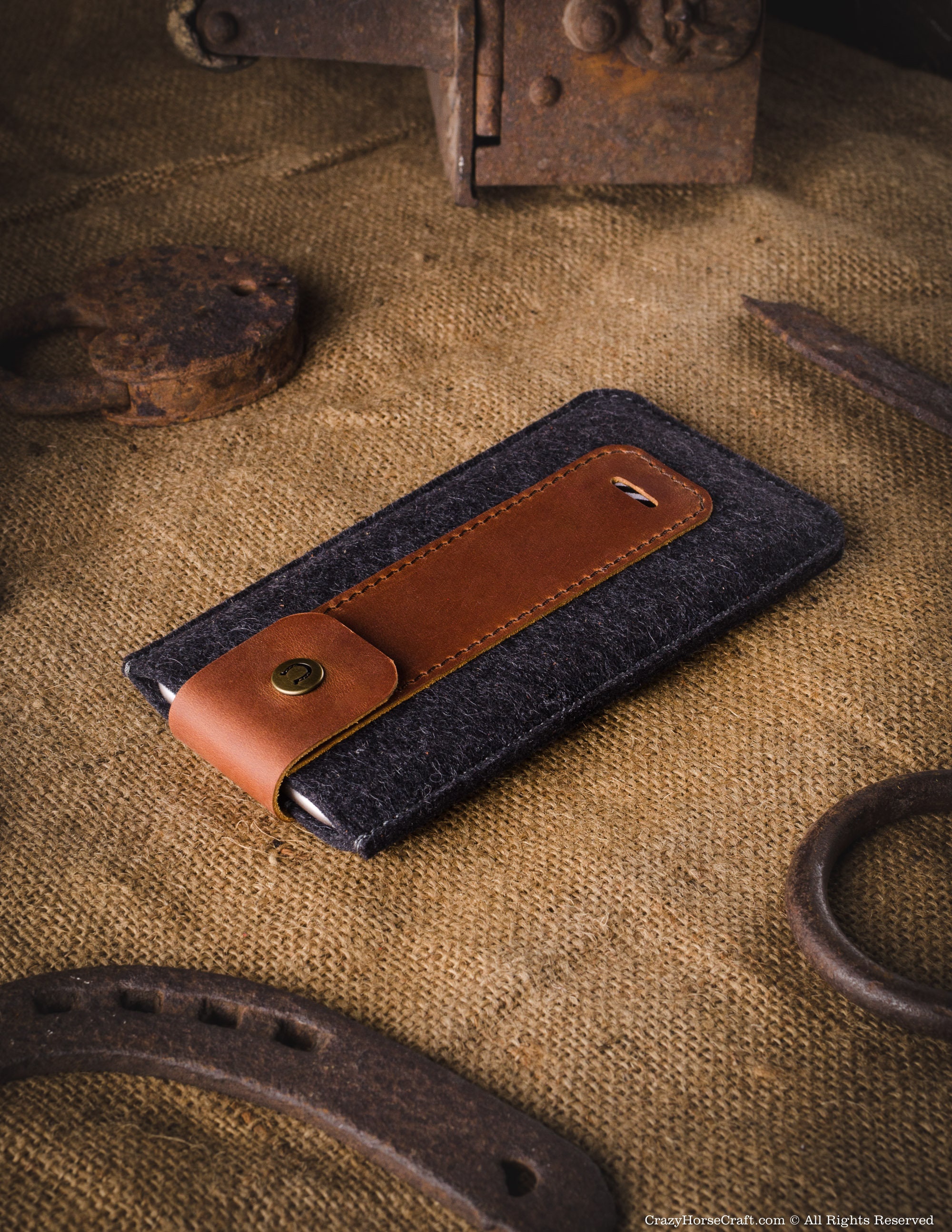 Funda iPhone 11 100 % lana fieltro genuino cuero italiano iPhone 11 Pro Max - Imagen 9 de 191