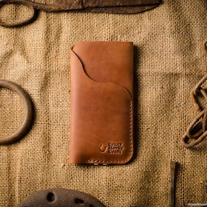 Funda / funda de cuero iPhone 15 / 14 con tarjetero, iPhone 15 / 14 Pro, cartera de cuero Crazy Horse marrón iPhone 15+ 14 Pro Max cubierta