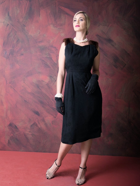Vintage Fur Trimmed Cocktail Dress