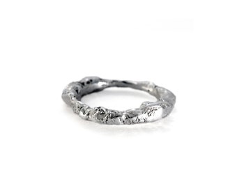 Recycled Sterling Silver Ring: Handmade Organic Texture, Edgy Jewelry