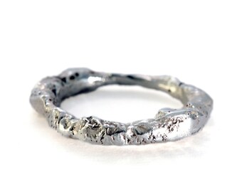 Sterling Silver Molten Ring with Organic Texture, Made of Recycled Sterling Silver, Organic ring, Rough silver ring, Eco-friendly jewellery