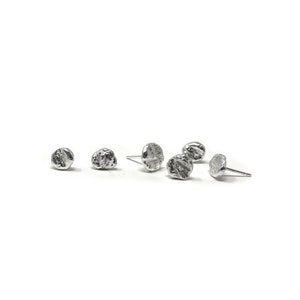 Organic Recycled Silver Button Earrings - Contemporary, Molten Silver Eco-Friendly Jewellery - Irregular Mismatched Stud Earrings