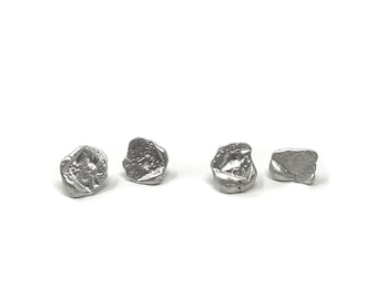 Organic Irregular Recycled Silver Stud Earrings