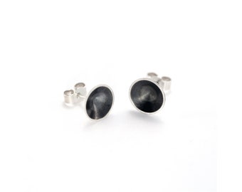 Oxidized Sterling Silver Stud Earrings: Minimalist Conical Design