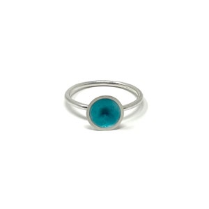 Silver Turquoise Enamel Ring: Handmade Fine Silver Jewelry