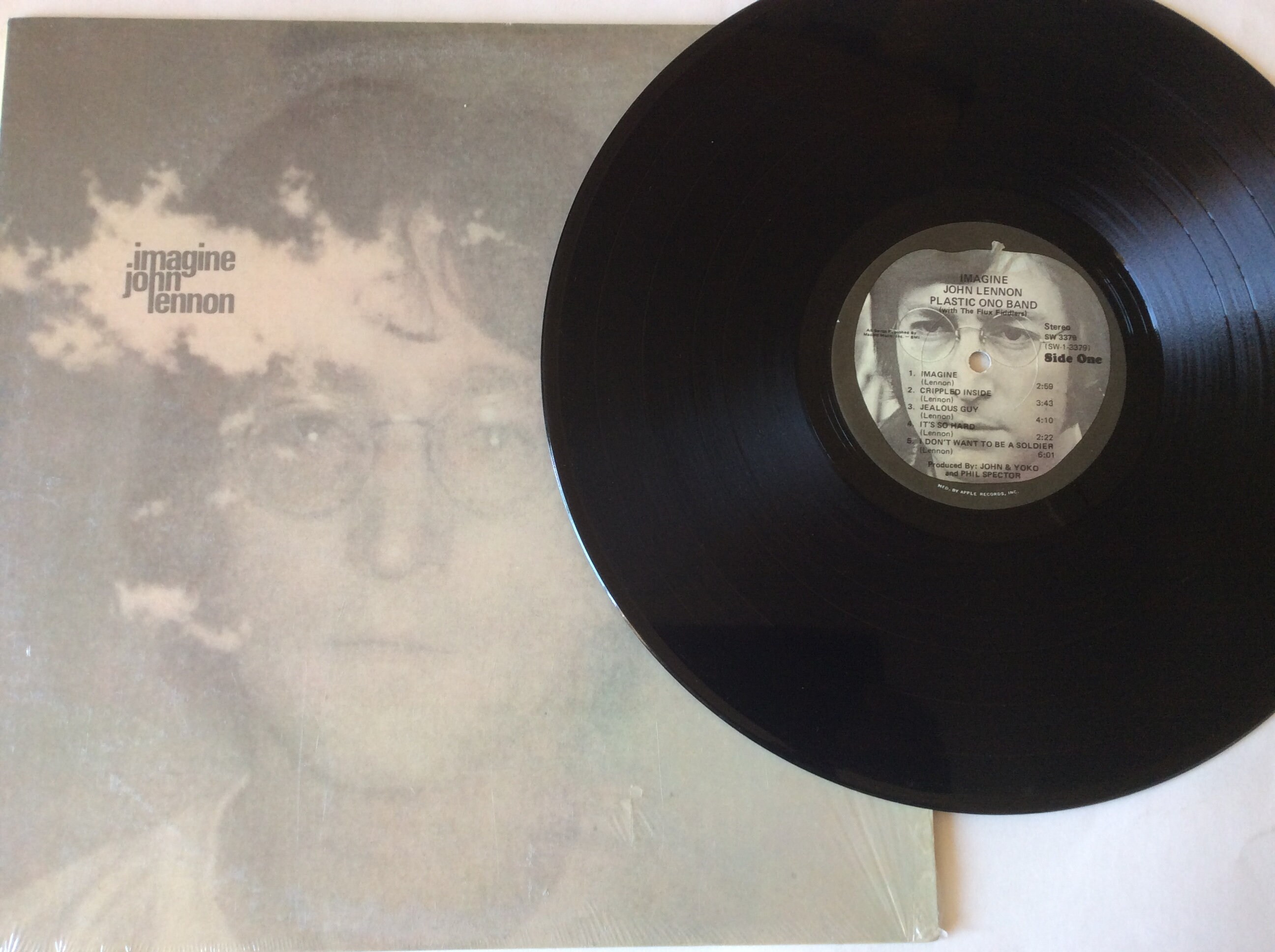 John Lennon-imagine-lp Apple Sw-3379-laminated-plastic Ono