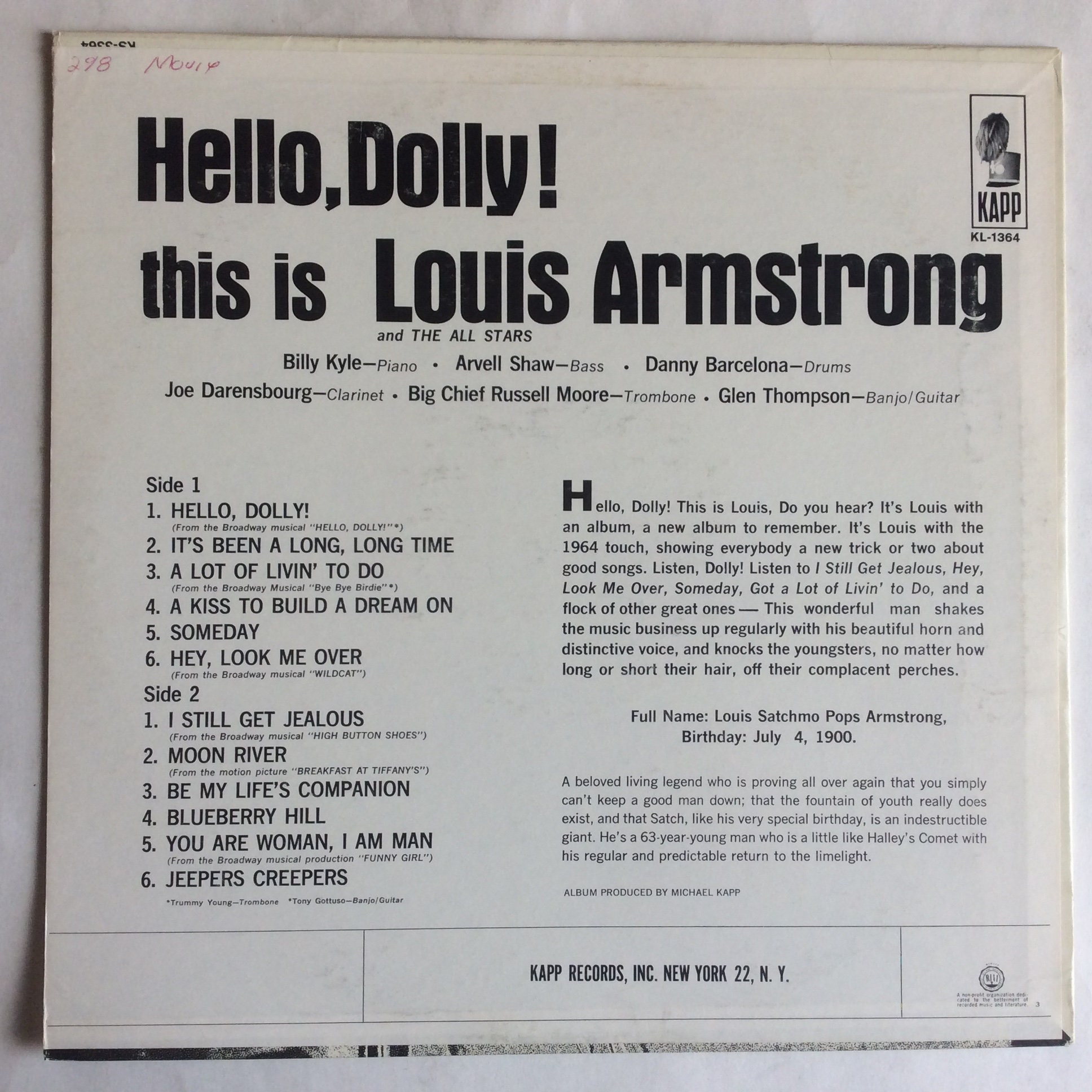 a million Resembles did not notice Louis Armstrong Hello Dolly LP On Kapp Records MONO Original - Etsy a million Resembles did not notice Louis Armstrong Hello Dolly LP On Kapp Records MONO Original - Etsy