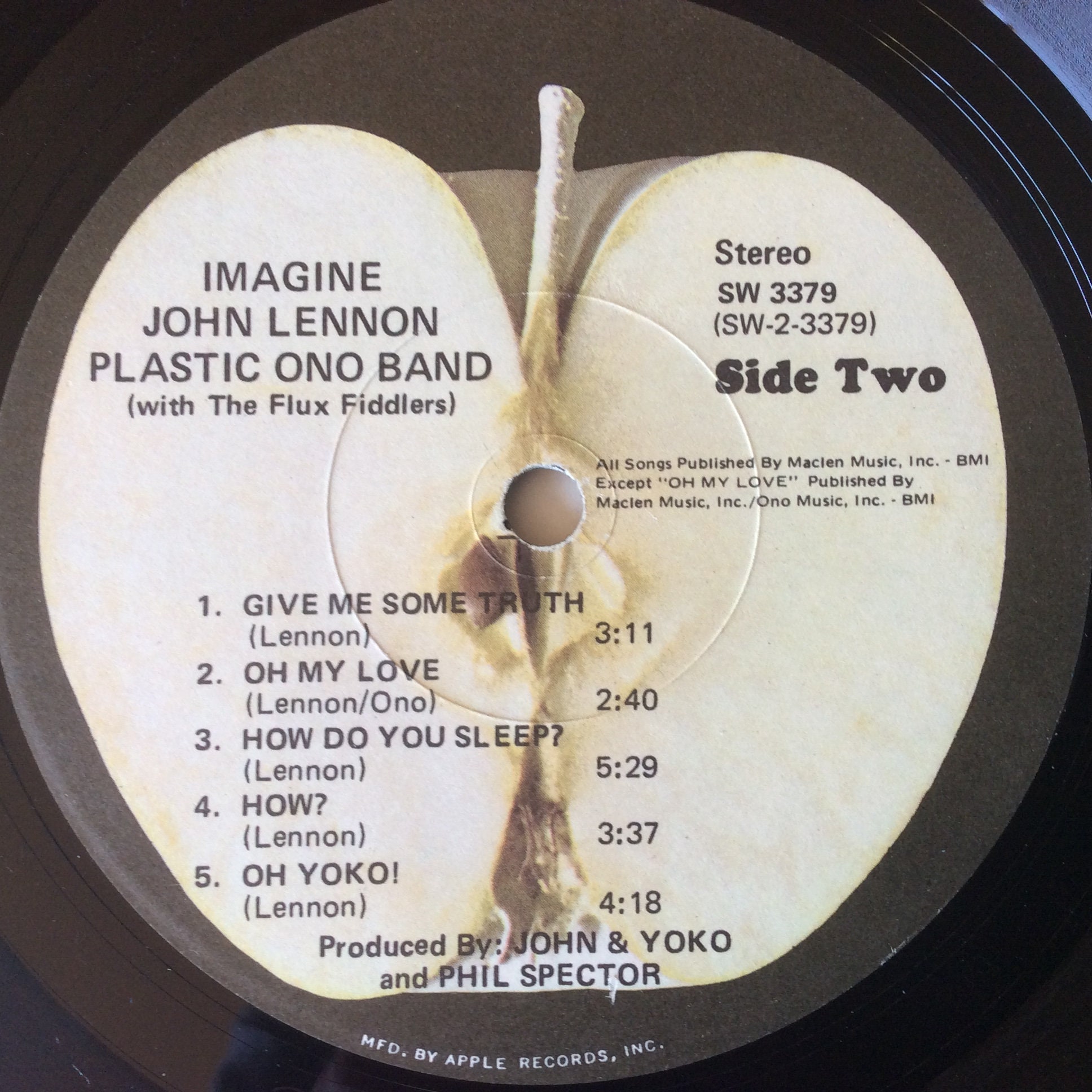 John Lennon-imagine-lp Apple Sw-3379-laminated-plastic Ono Band