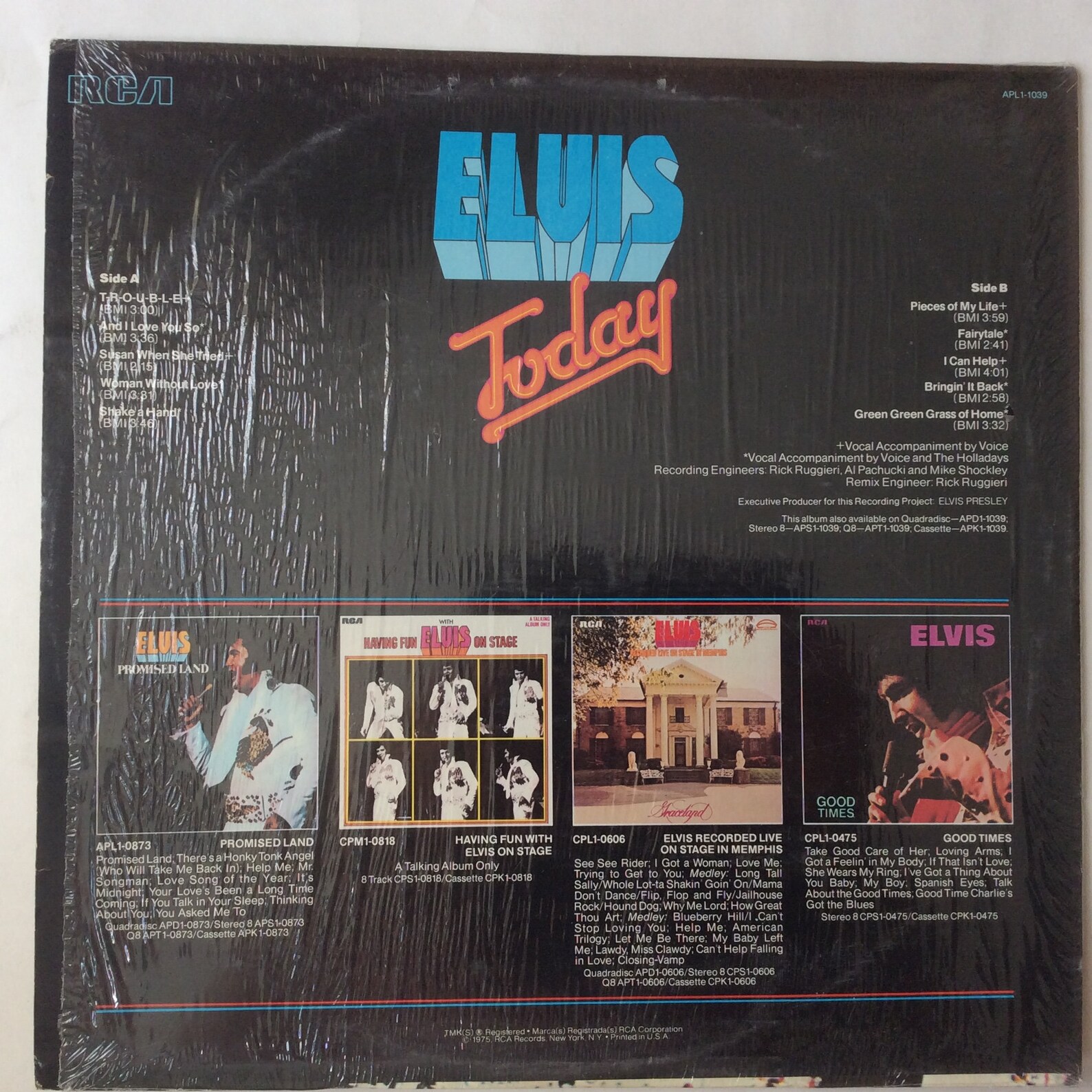 Elvis Today LP USA Vinyl Record Album 1975 APL11039 Etsy