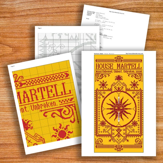Geometric cross stitch pattern Game of Thrones cross stitch pattern Instant Download #P019 House Martell BUY 2 GET 1 FREE