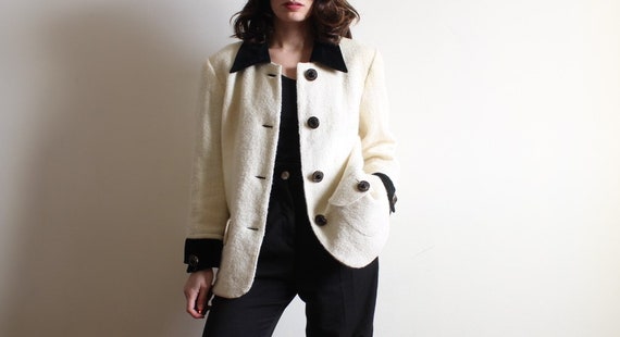 Vintage Wool Blazer, Black and White Blazer, Vint… - image 6