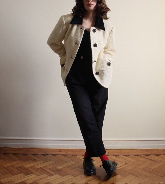 Vintage Wool Blazer, Black and White Blazer, Vint… - image 4