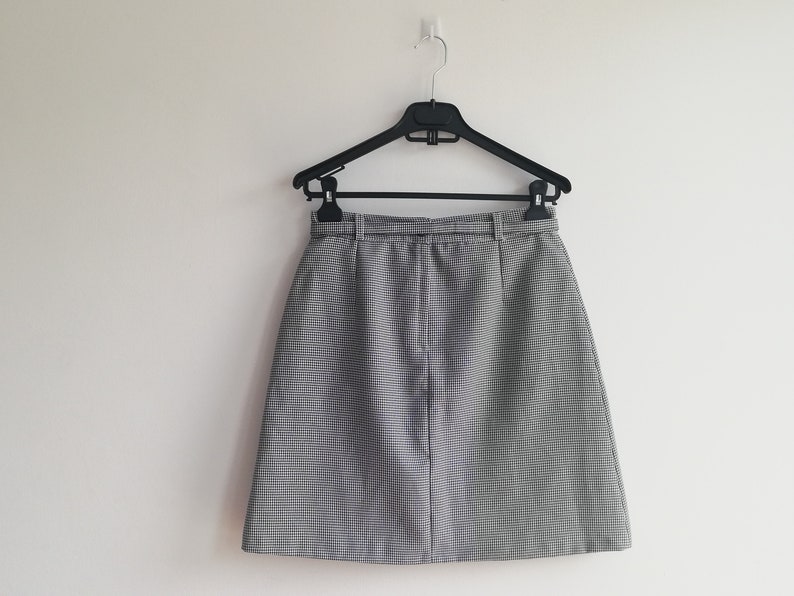 Checkered Mini Skirt Black and White Skirt Houndstooth Mini Skirt Vintage 60/'s Skirt Medium Size Skirt