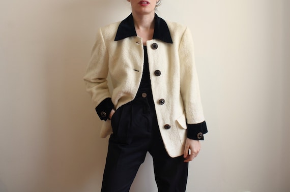 Vintage Wool Blazer, Black and White Blazer, Vint… - image 2