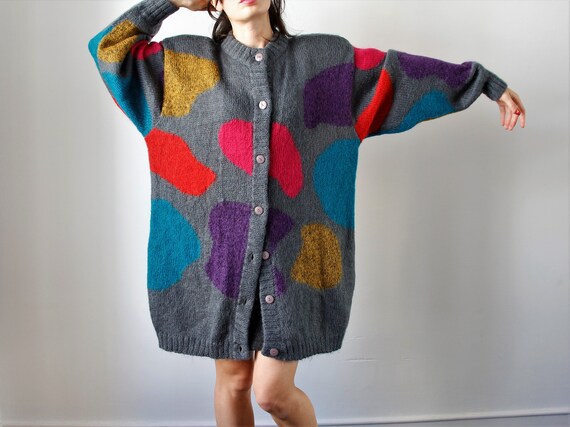 Vintage Mohair Cardigan | Knit Cardigan | Oversize