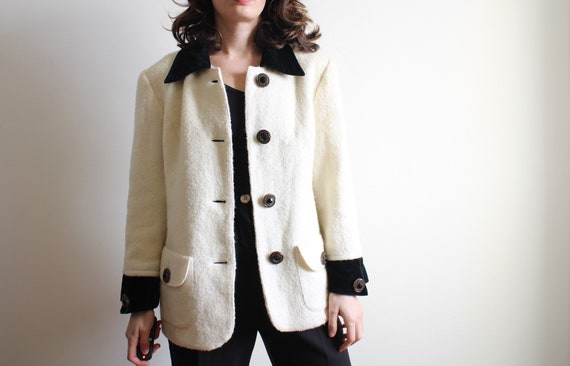 Vintage Wool Blazer, Black and White Blazer, Vint… - image 5