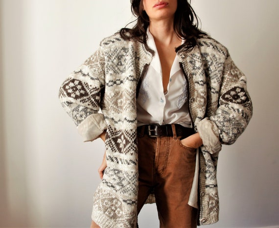 Vintage Nordic Fair Isle Cardigan | Mohair Wool Ca