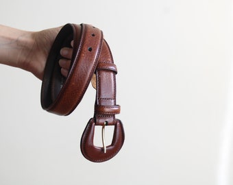 Vintage 80s Brown Leather Belt