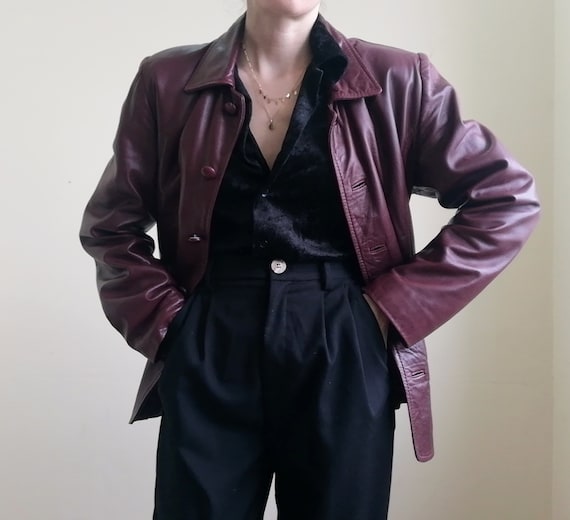 Vintage Leather Jacket | Burgundy Leather Jacket |