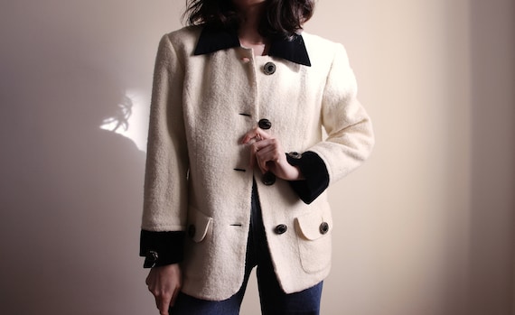 Vintage Wool Blazer, Black and White Blazer, Vint… - image 1