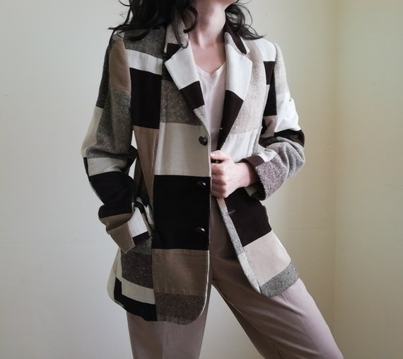 Vintage Blazer | Camel Check Blazer | Tweed Blazer