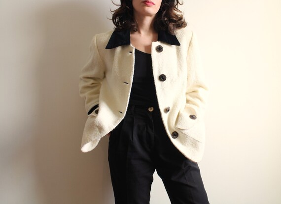 Vintage Wool Blazer, Black and White Blazer, Vint… - image 7