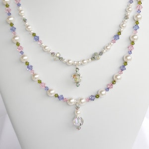 Swarovski white pearl and crystal 2-strand necklace