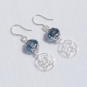 Sterling silver and Swarovski blue crystal earrings