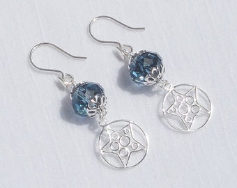 Sterling silver and Swarovski blue crystal earrings