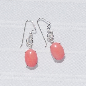 Pink bamboo coral and sterling silver earrings