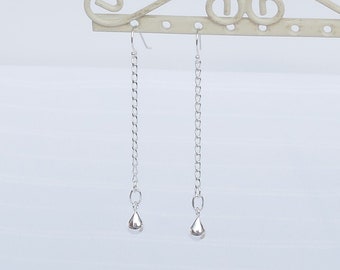 Sterling silver teardrop and chain earrings