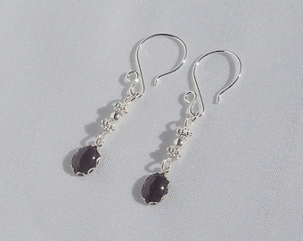 Garnet and sterling silver earrings