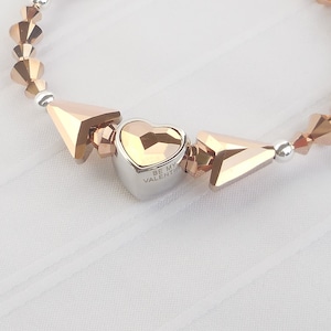 Swarovski rose gold crystal and sterling silver bracelet