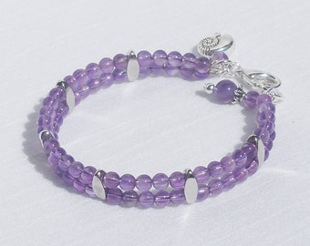 Amethyst cuff style memory wire bracelet