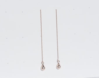 14Kt rose gold filled ear threads with rose gold vermeil drops