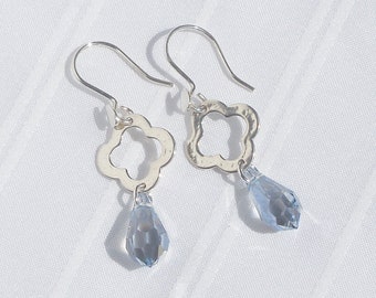 Swarovski blue shade crystal and sterling silver earrings