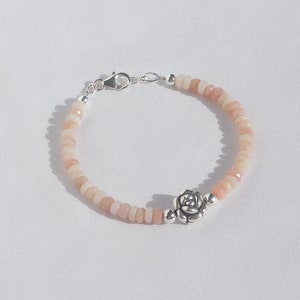 Pink opal and sterling silver bracelet