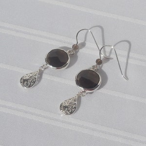 Sterling silver and smoky quartz earrings