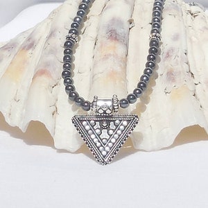 Hematite and sterling silver necklace